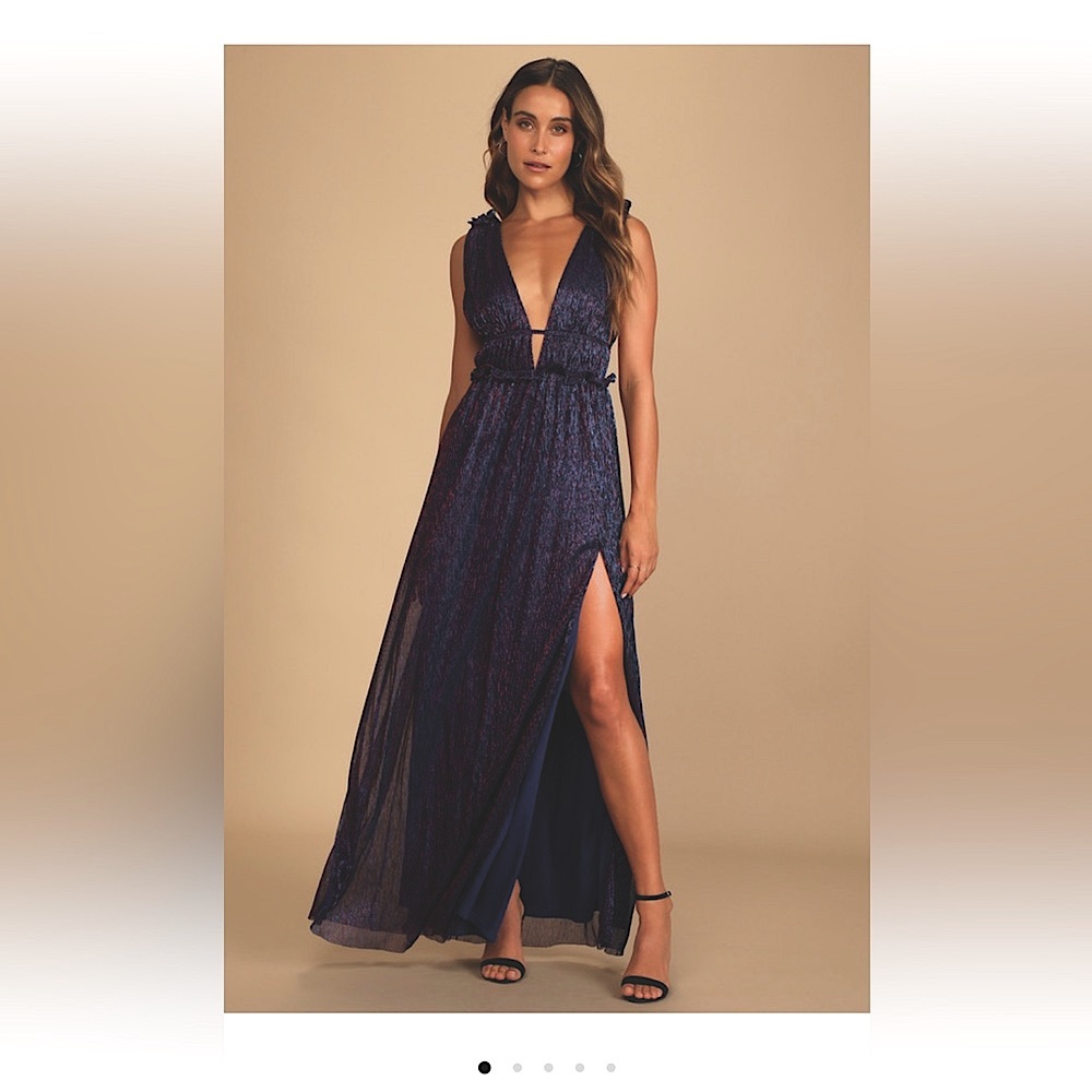 TAGS ON - LULUS SHIMMER BLUE/PINK MAXI DRESS. SIZE S